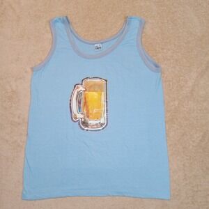 Vintage‎ Single Stitch Tank Top Medium Beer Mug Blue